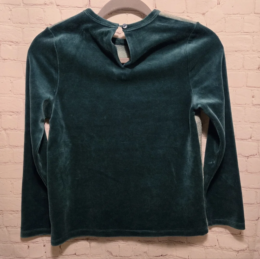 Velour Striped Sage Green Sleepwear Top NWT Vogue Fashions Girls' 14